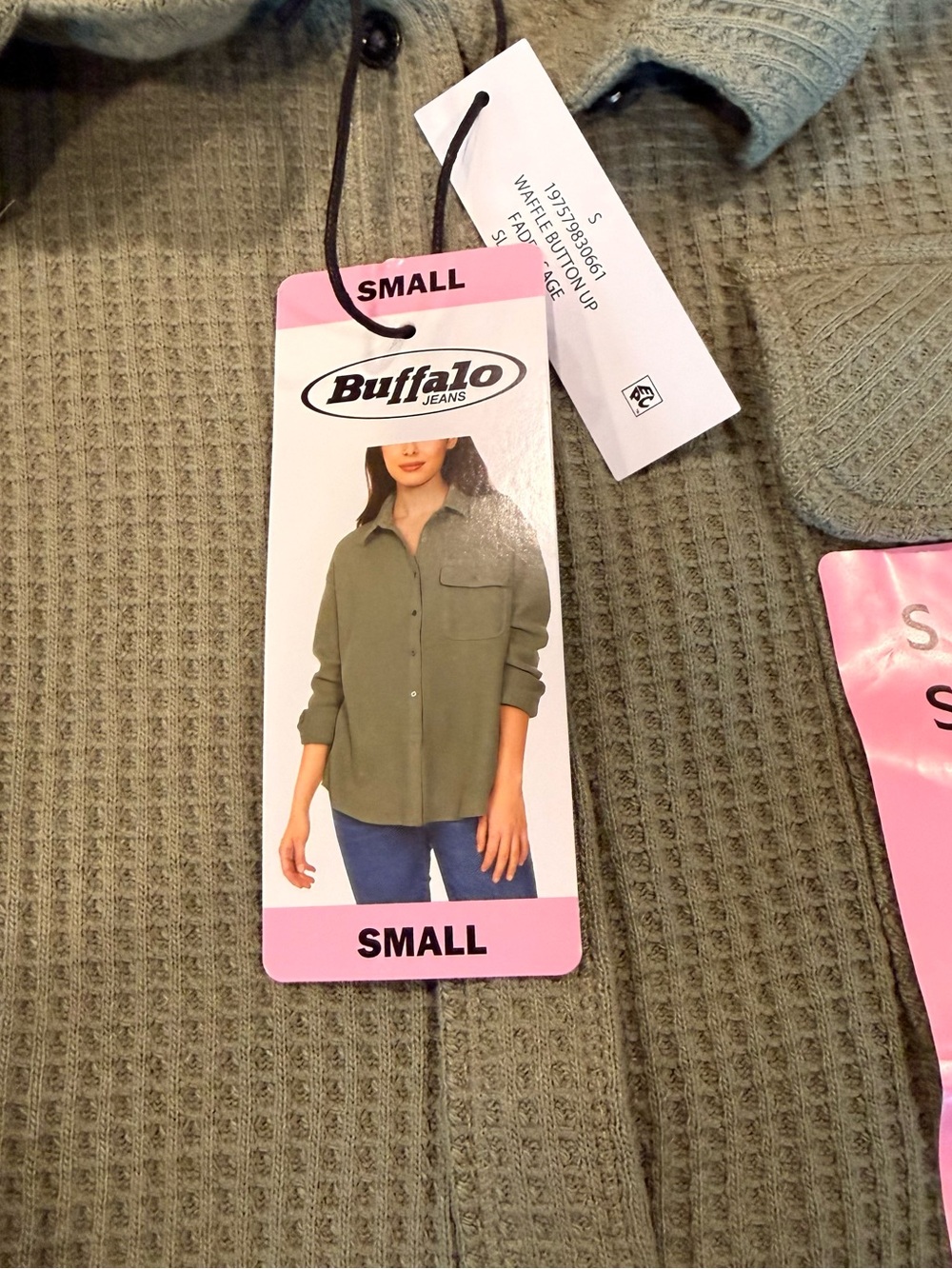 Buffalo David Bitton Women’s Waffle Button Up Shirt Small Faded Sage NWT - Picture 5 of 13